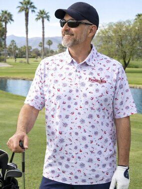 Antigua Patriotic Golf Polo 🇺🇸 Fireworks Print 2XL
